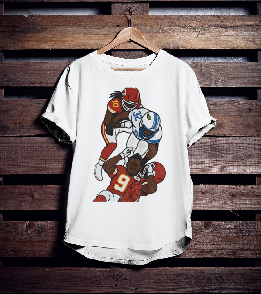 Brian Branch Tackle On Juju Smith-Schuster Detroit Lions Chiefs Football Art T-Shirt