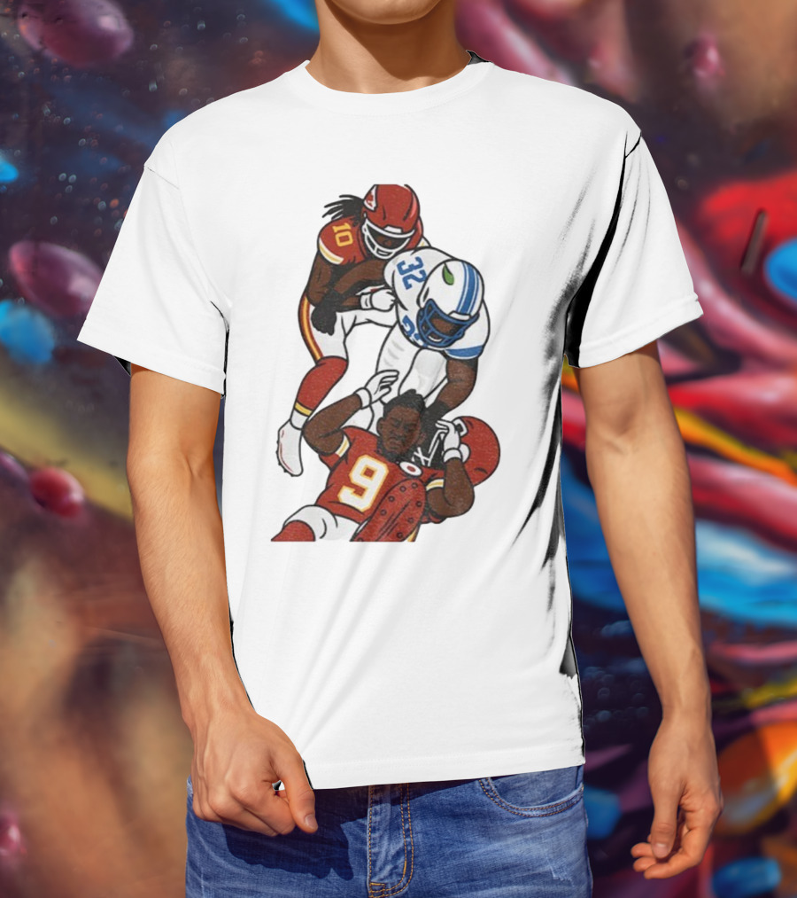 Brian Branch Tackle On Juju Smith-Schuster Detroit Lions Chiefs Football Art T-Shirt