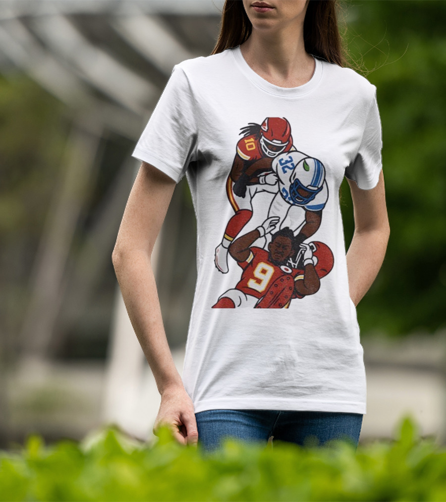 Brian Branch Tackle On Juju Smith-Schuster Detroit Lions Chiefs Football Art T-Shirt