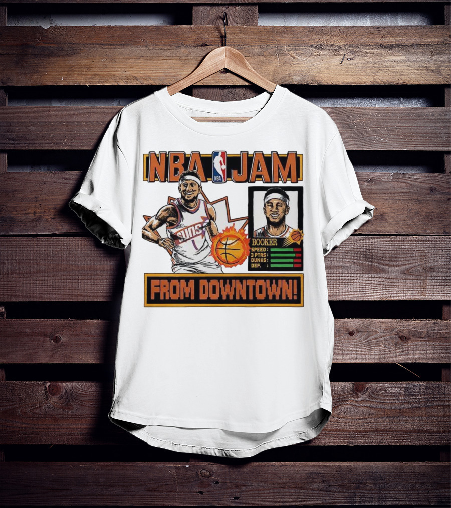 NBA Jam Devin Booker Suns From Downtown Classic Video Game T-Shirt