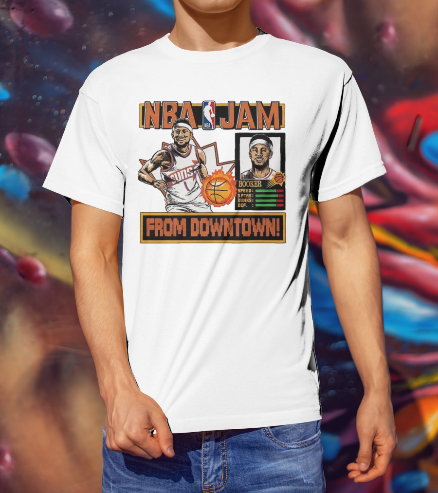 NBA Jam Devin Booker Suns From Downtown Classic Video Game T-Shirt