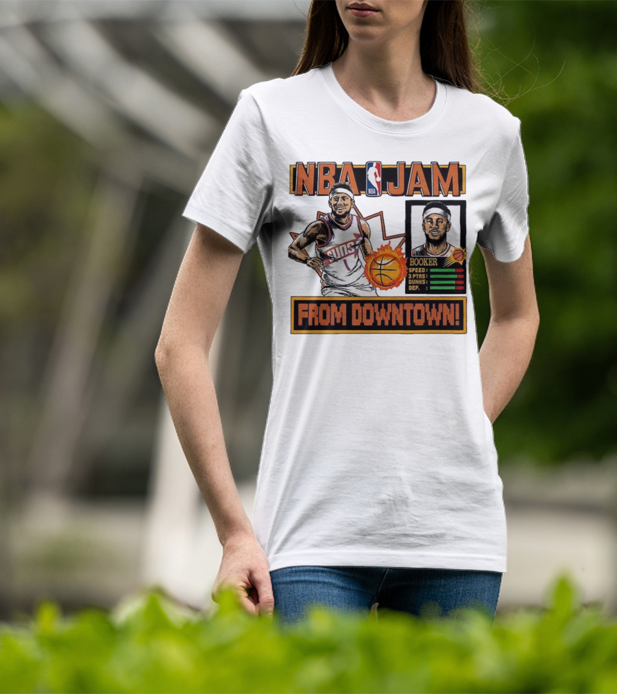 NBA Jam Devin Booker Suns From Downtown Classic Video Game T-Shirt