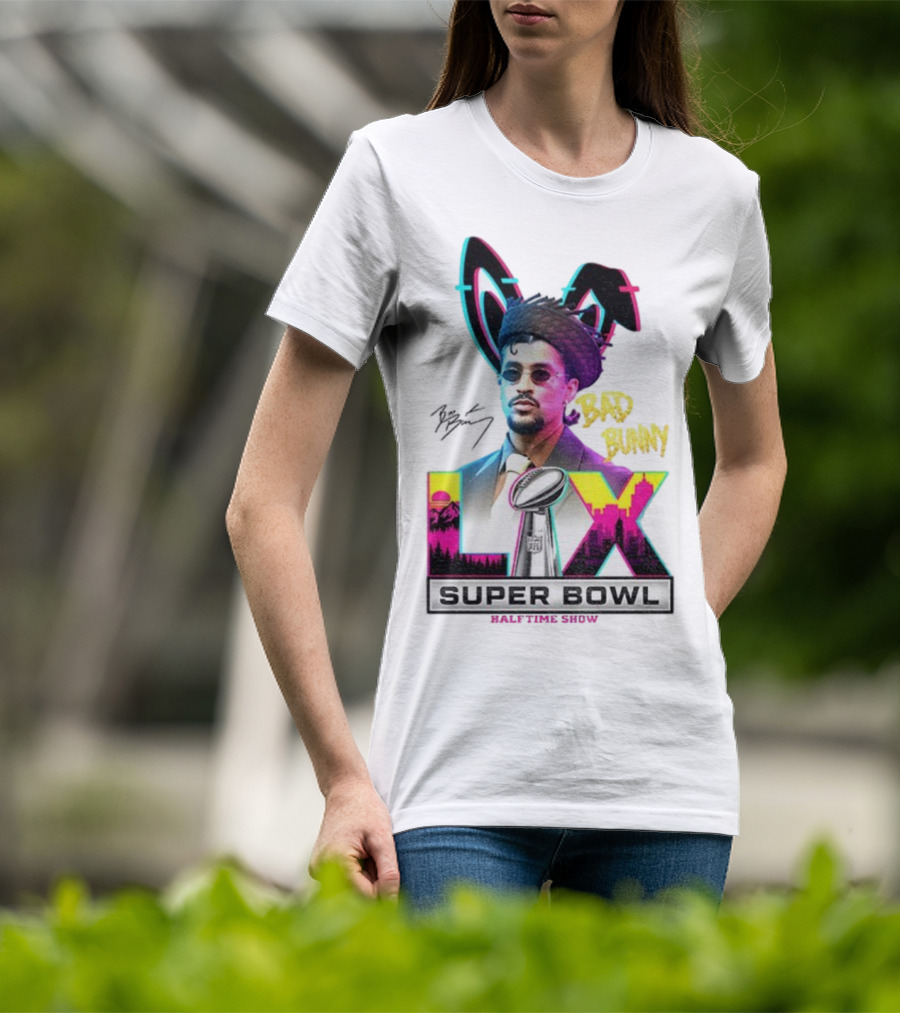 Bad Bunny Super Bowl LVI Halftime Show Signature NFL Icon T-Shirt