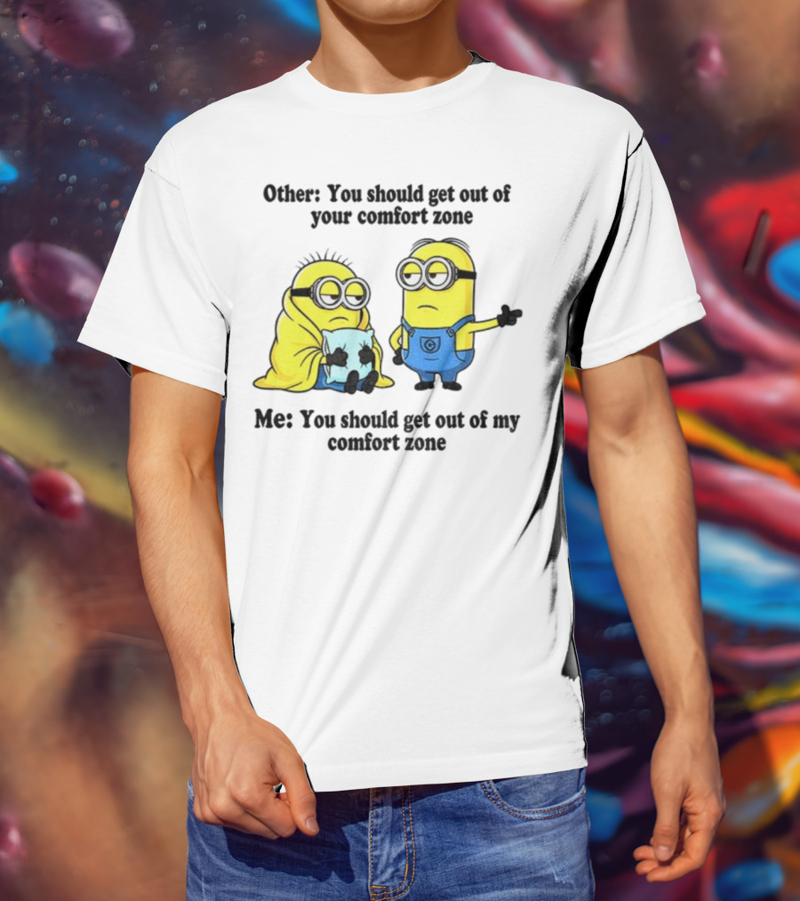 Minion Comfort Zone Quote With Blanket And Pajamas T-Shirt