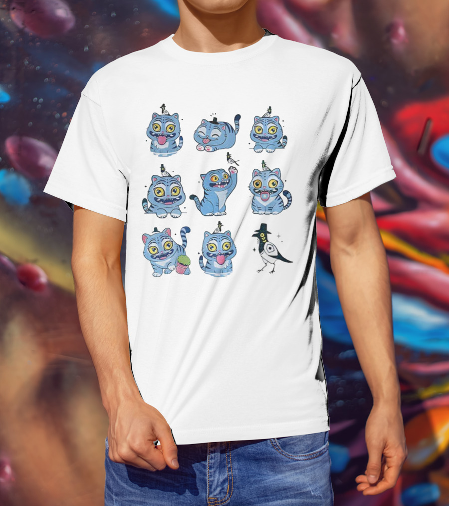 Tiger And Bird Cartoon Kpop Saja Boys Cute Expressions T-Shirt