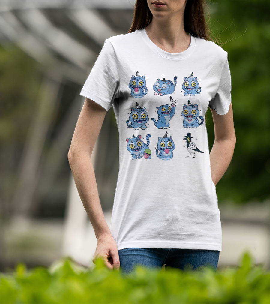 Tiger And Bird Cartoon Kpop Saja Boys Cute Expressions T-Shirt