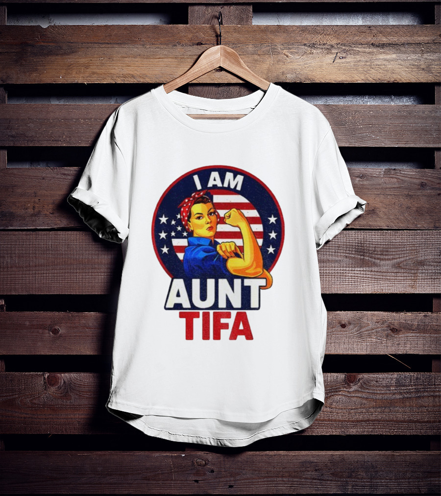 I Am Aunt Tifa Feminist Vintage American Flag T-Shirt