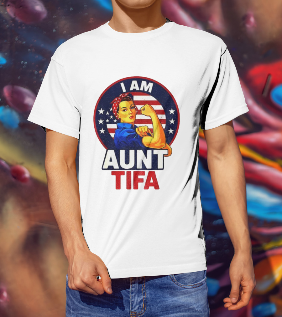 I Am Aunt Tifa Feminist Vintage American Flag T-Shirt