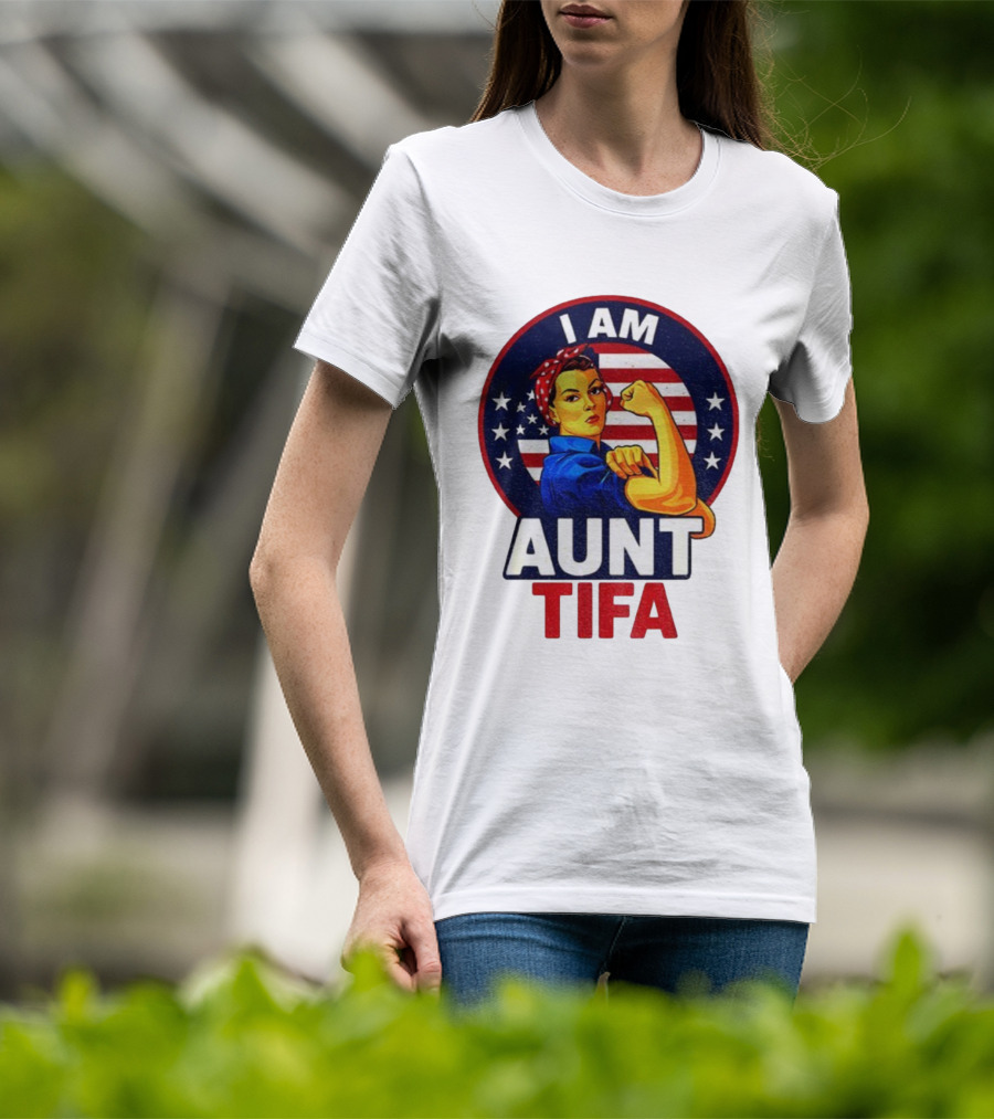 I Am Aunt Tifa Feminist Vintage American Flag T-Shirt