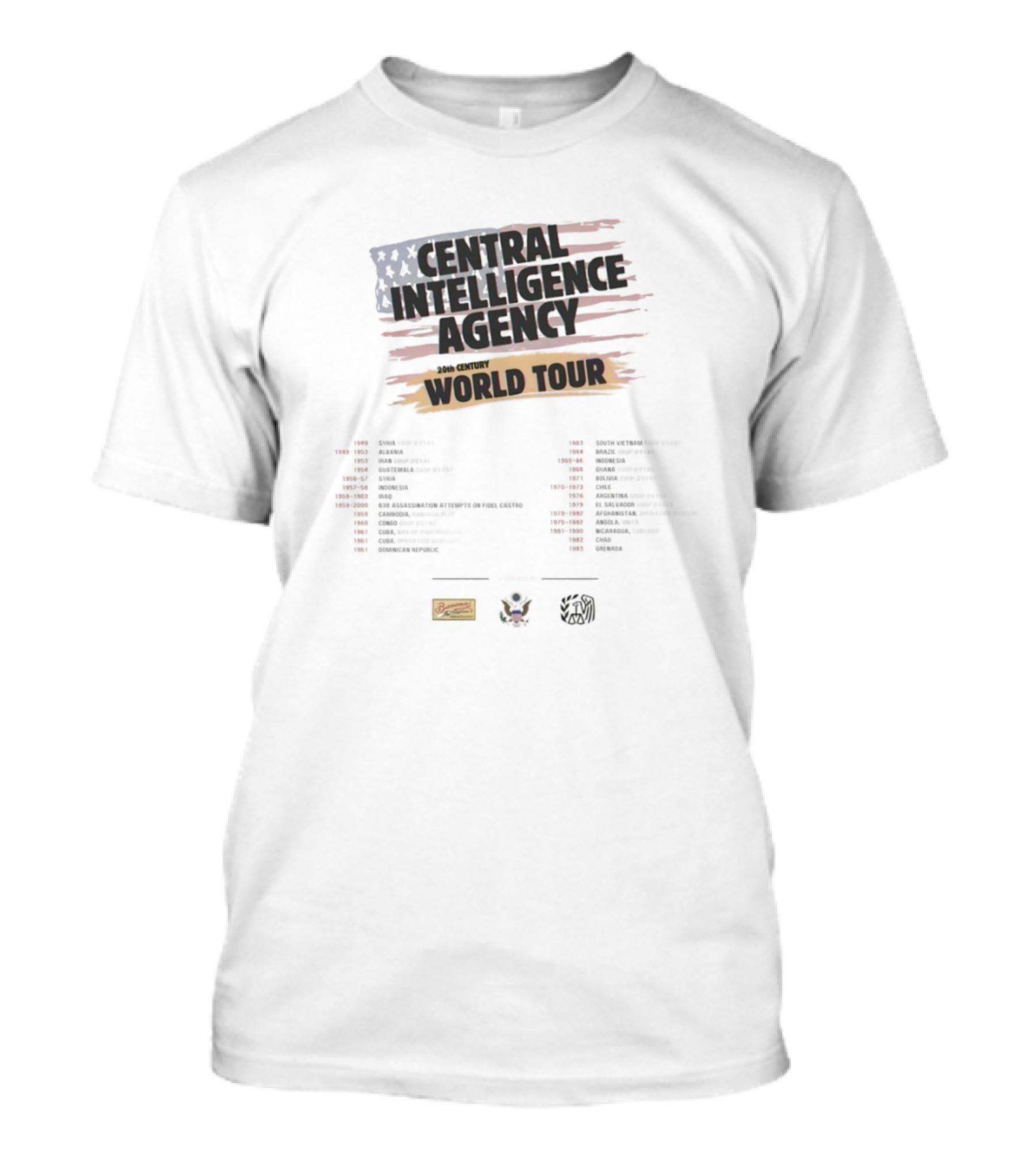Central Intelligence Agency World Tour Locations Antifa Influence Analysis T-Shirt
