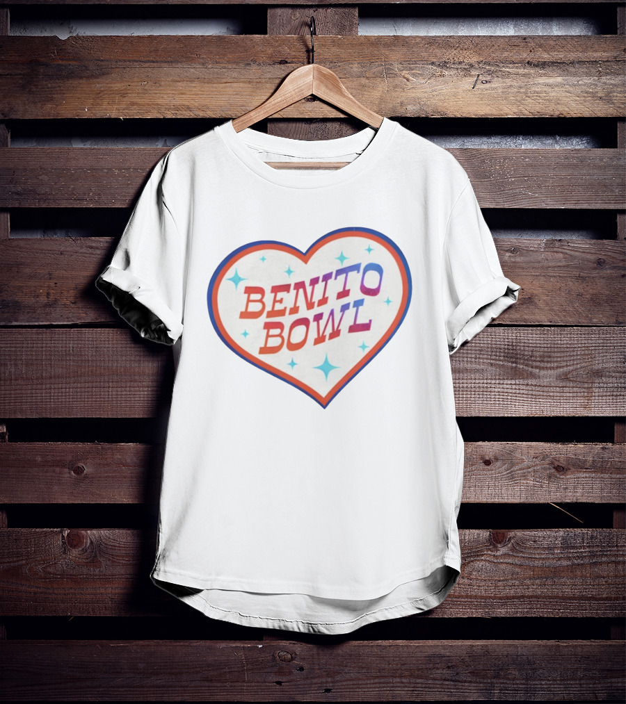 Benito Bowl Heart Design Football 2026 Super Bowl T-Shirt