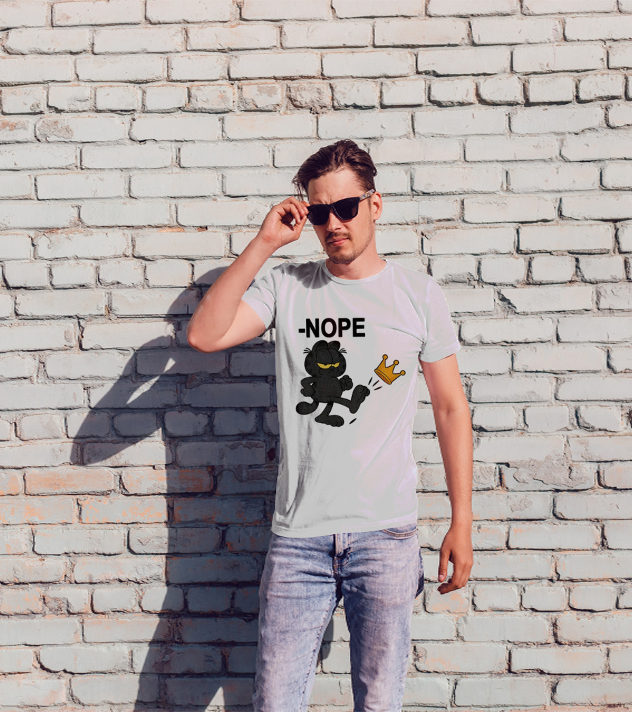 NOPE Black Cat Kicking Crown No Kings In America T-Shirt