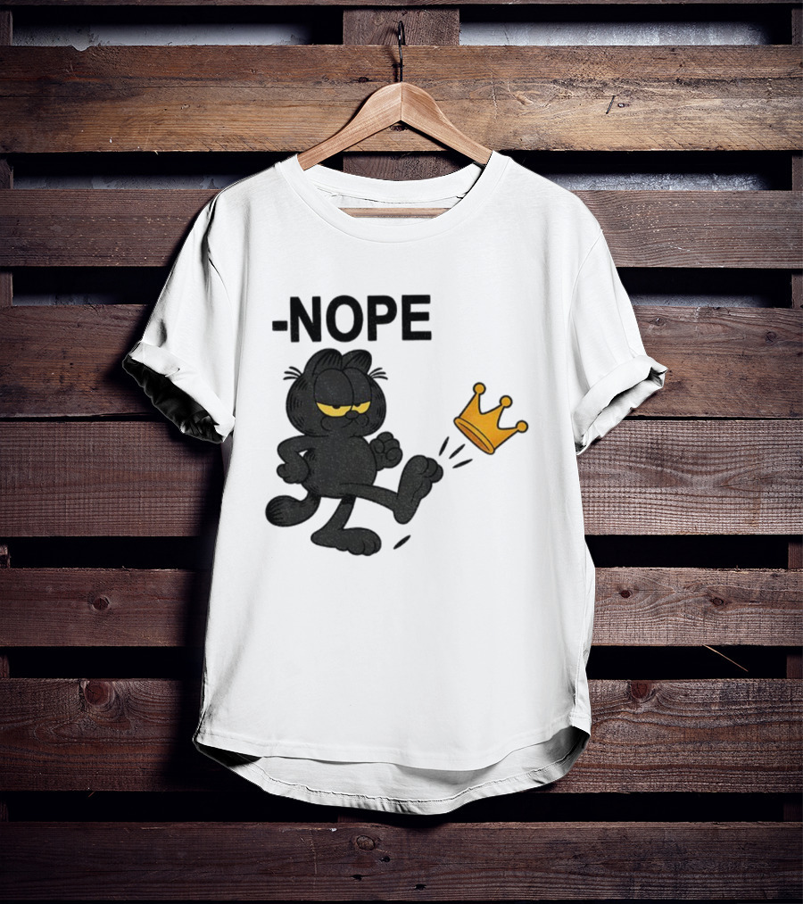 NOPE Black Cat Kicking Crown No Kings In America T-Shirt