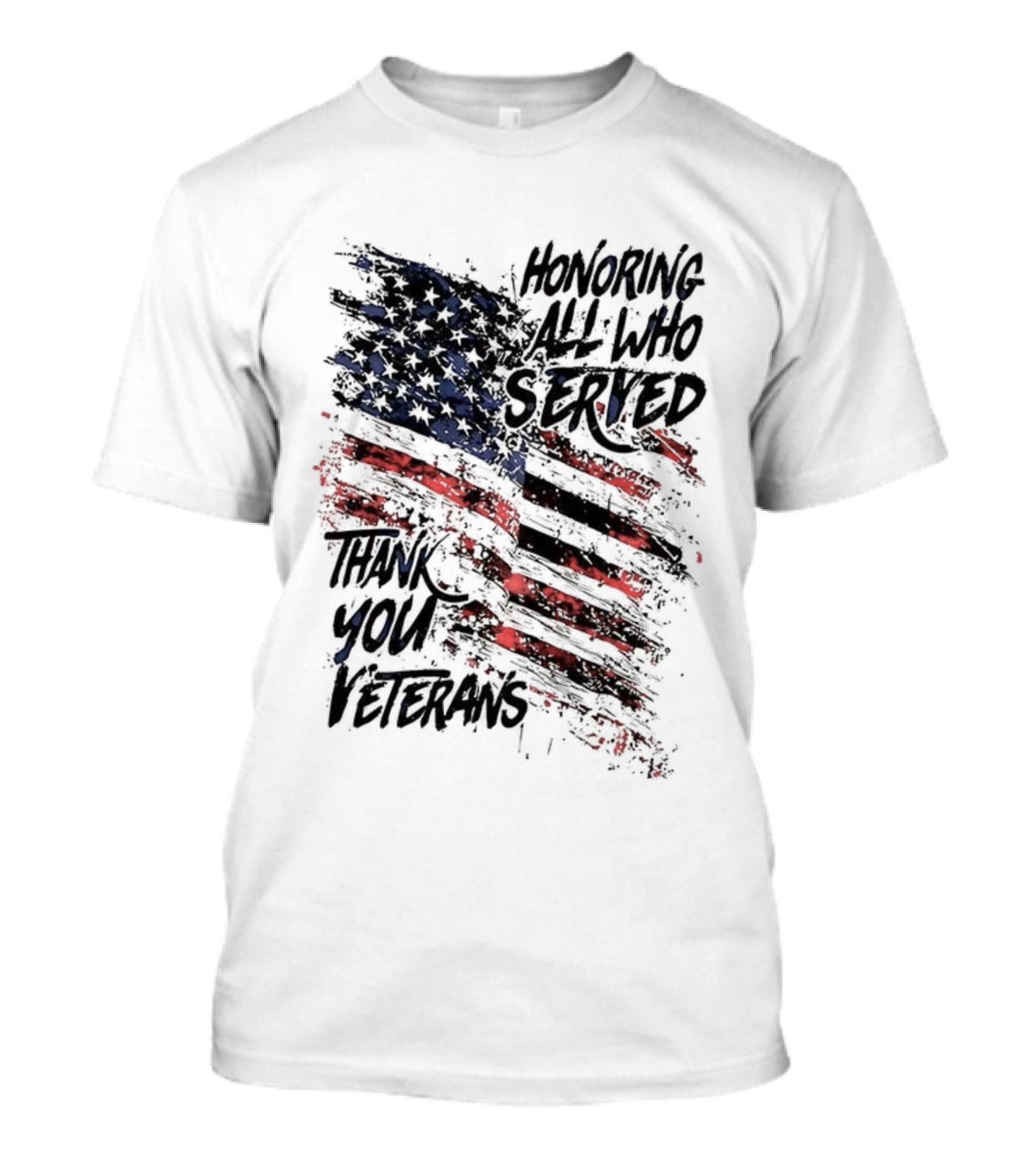 Honoring All Who Served Thank You Veterans American Flag T-Shirt