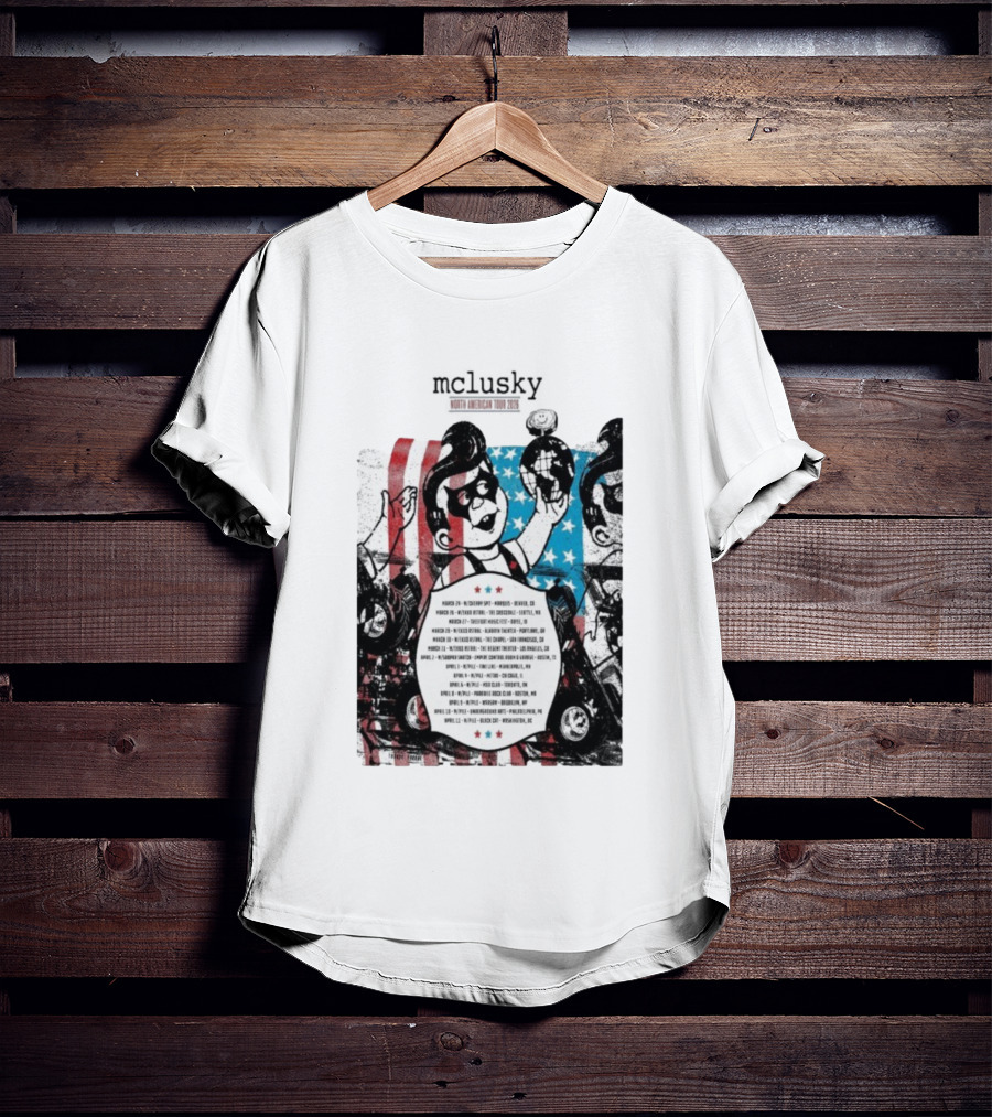Mclusky North American 2026 Tour Red Blue Stripes March April Dates T-Shirt
