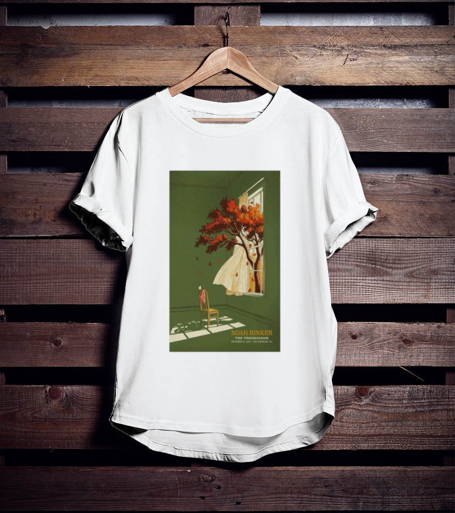 Noah Rinker The Troubadour Los Angeles Oct 21 2025 Autumn Tree Window Scene T-Shirt