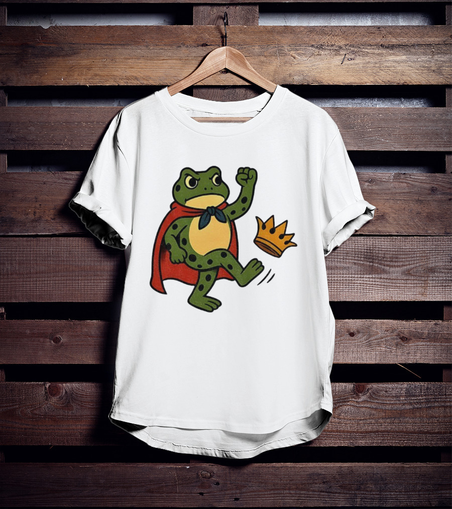 Portland Frog No Kings In America Anti Trump Kicking Crown T-Shirt