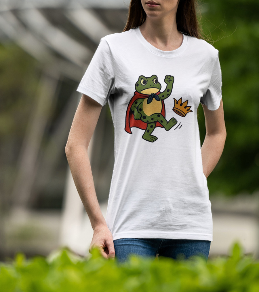 Portland Frog No Kings In America Anti Trump Kicking Crown T-Shirt
