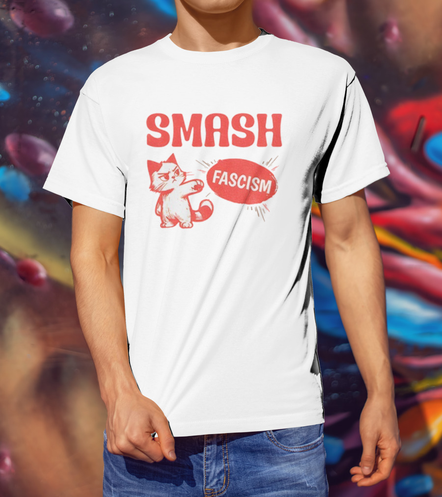 Smash Fascism Feminist Cat Paw Punch Activist Protest T-Shirt