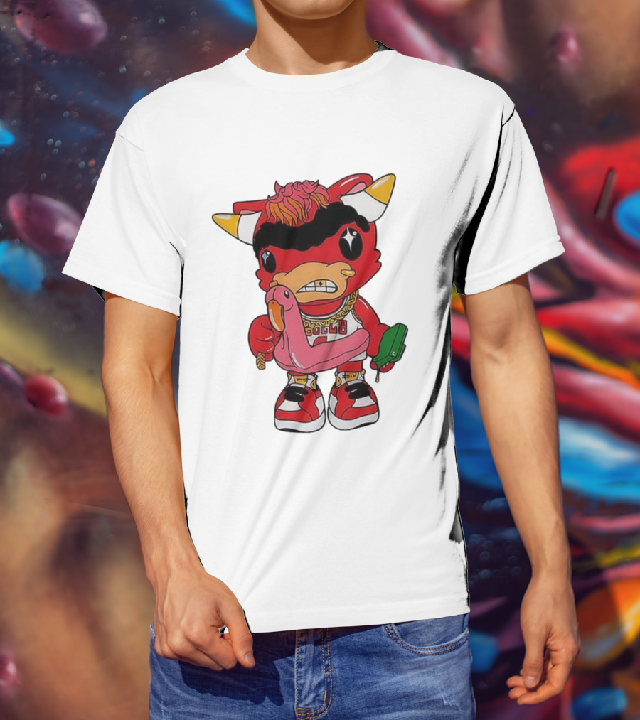 Benny The Bull Lil Benny 2025 Mascot Graphic Bulls Basketball Cartoon T-Shirt