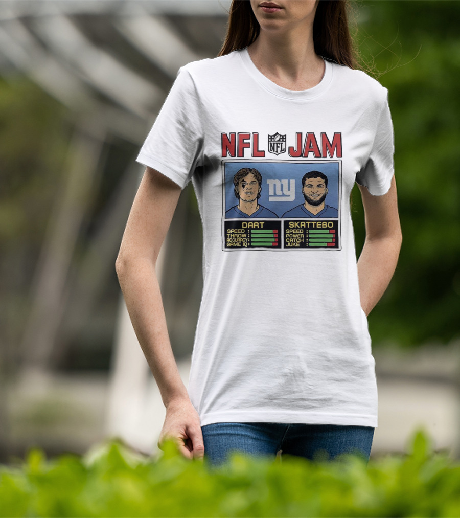 New York Giants NFL Jam Cam Skattebo Jaxson Dart Classic Video Game Theme T-Shirt