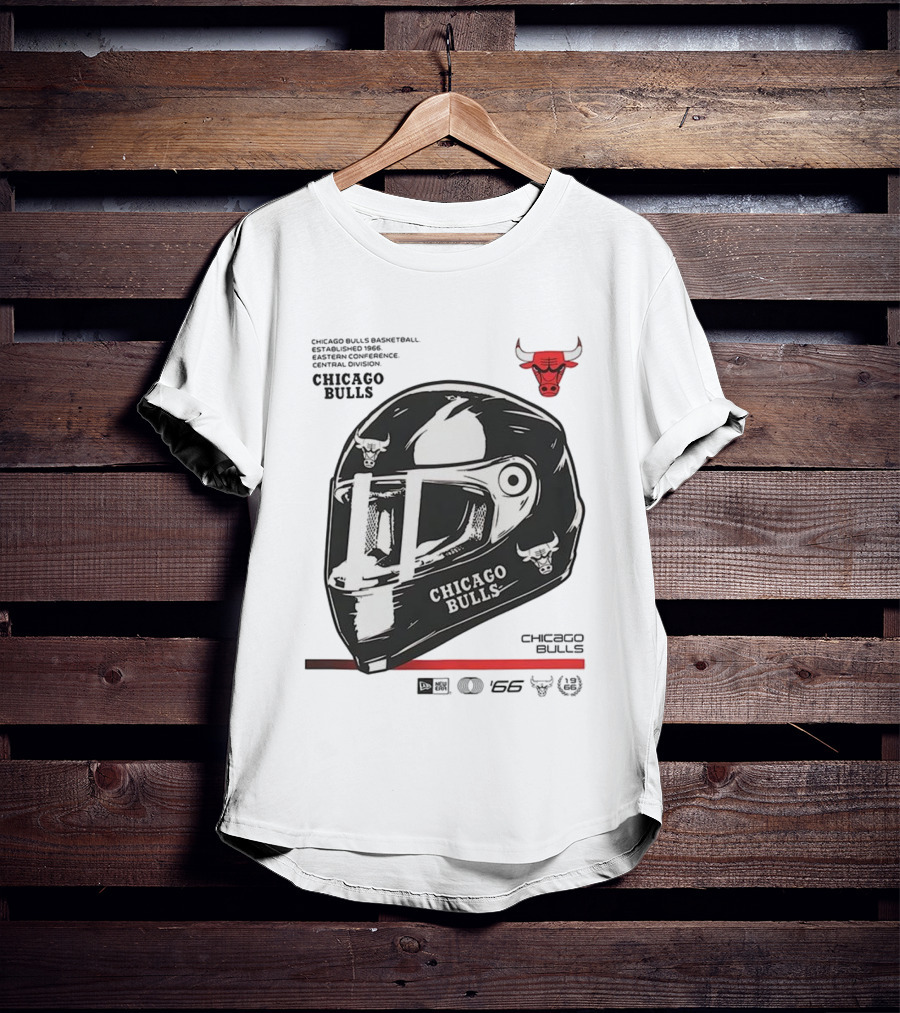 Chicago Bulls Basketball Est 1966 Eastern Conference Central Division Helmet T-Shirt