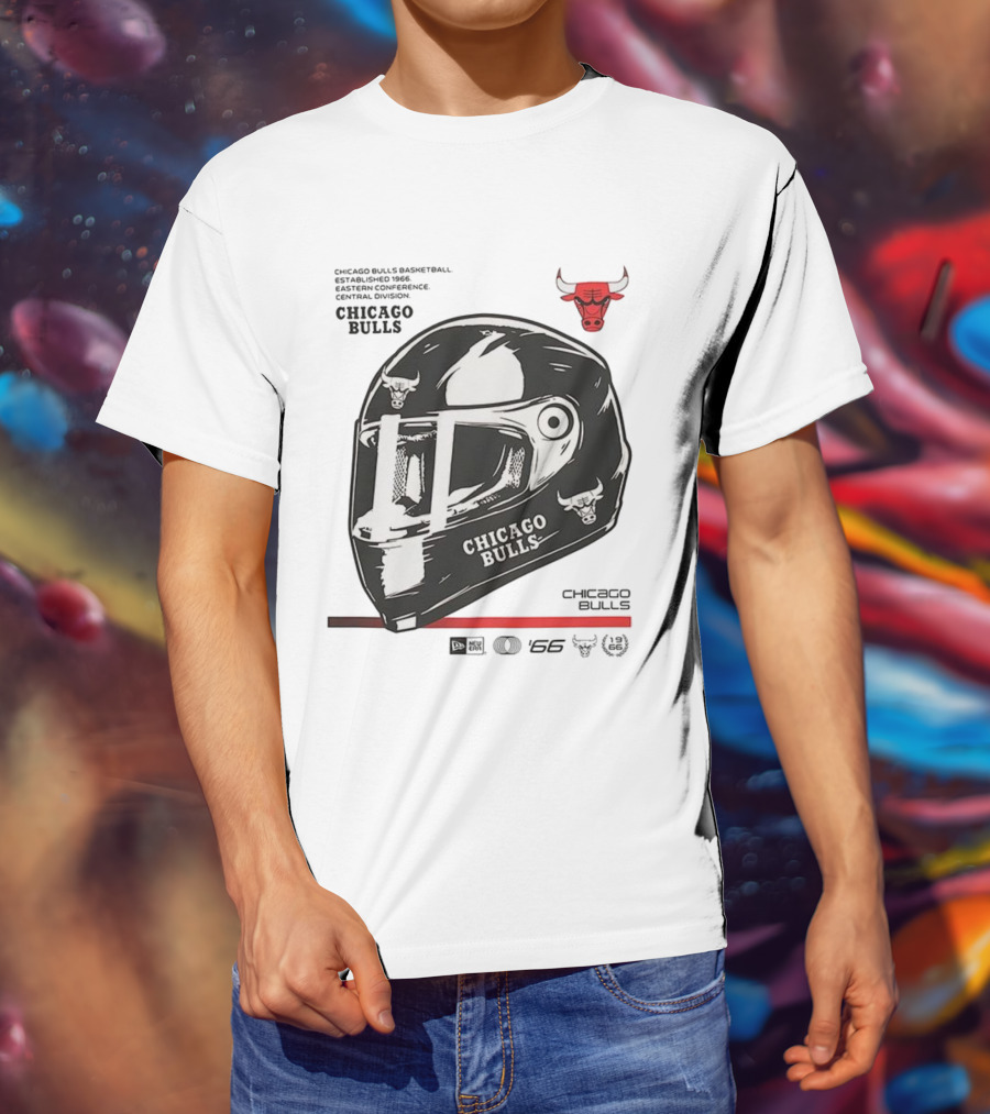 Chicago Bulls Basketball Est 1966 Eastern Conference Central Division Helmet T-Shirt