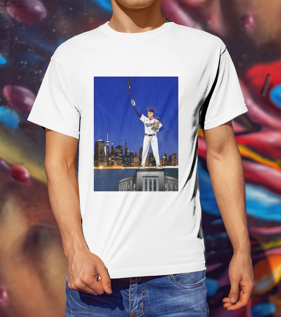 Freddie Freeman Dodgers Statue Of Liberty New York Skyline 2024 MVP T-Shirt