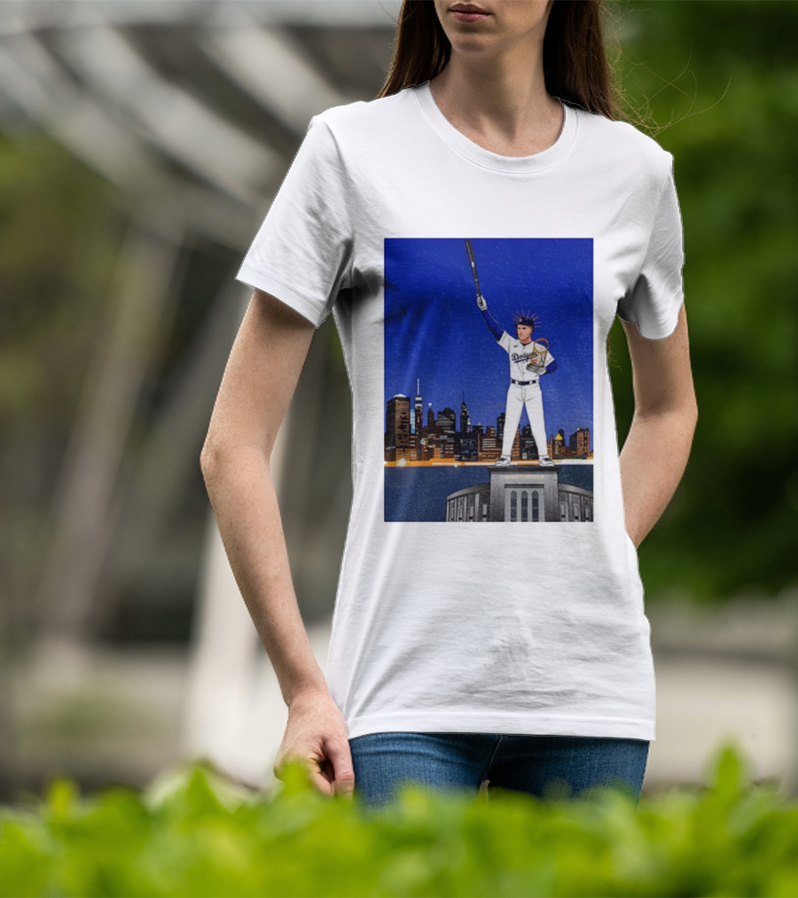 Freddie Freeman Dodgers Statue Of Liberty New York Skyline 2024 MVP T-Shirt