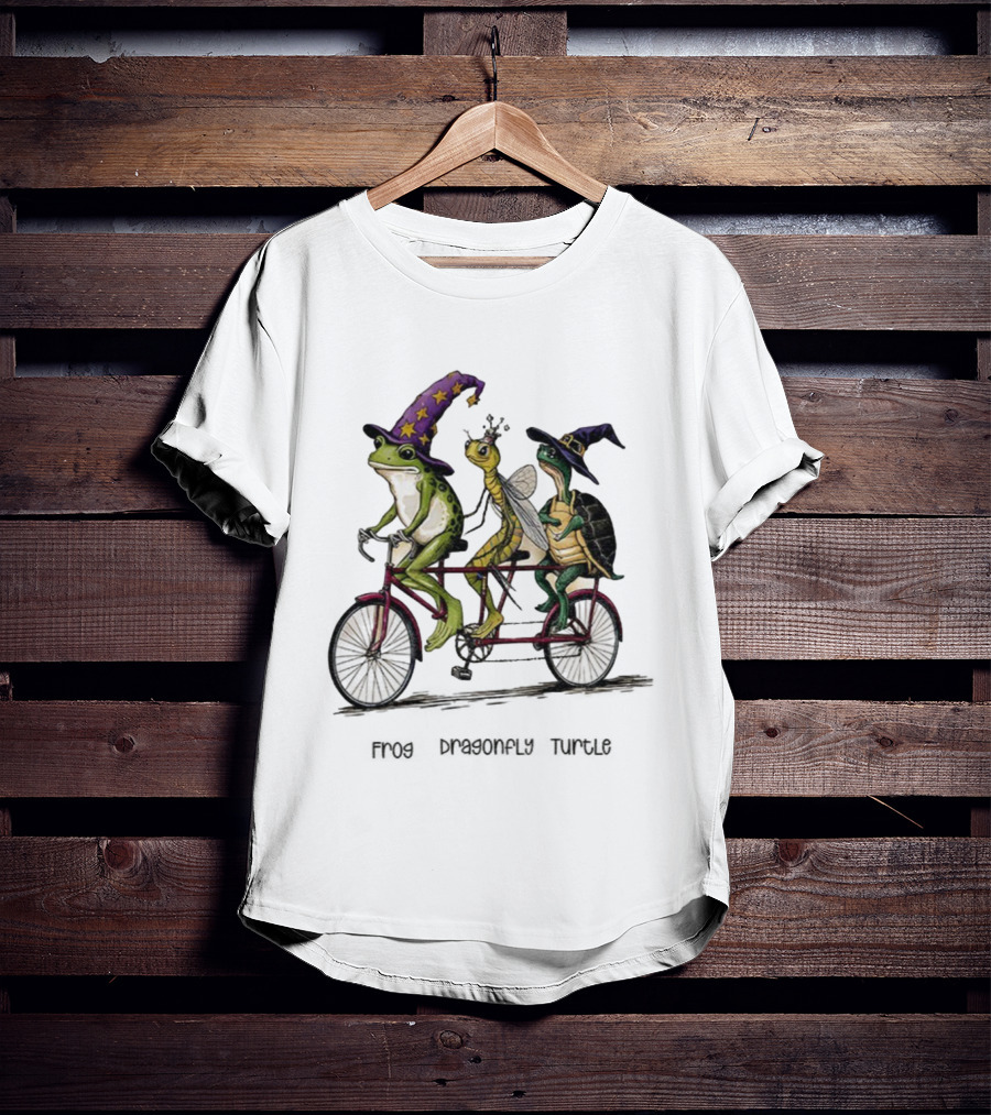 Witch Frog Dragonfly Turtle Halloween FDT Anti Trump Riding Bicycle T-Shirt