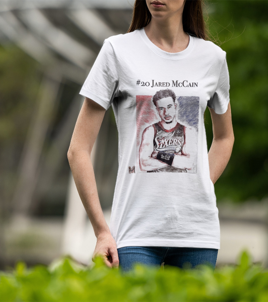 Jared McCain #20 Philadelphia 76ers Basketball Sketch T-Shirt