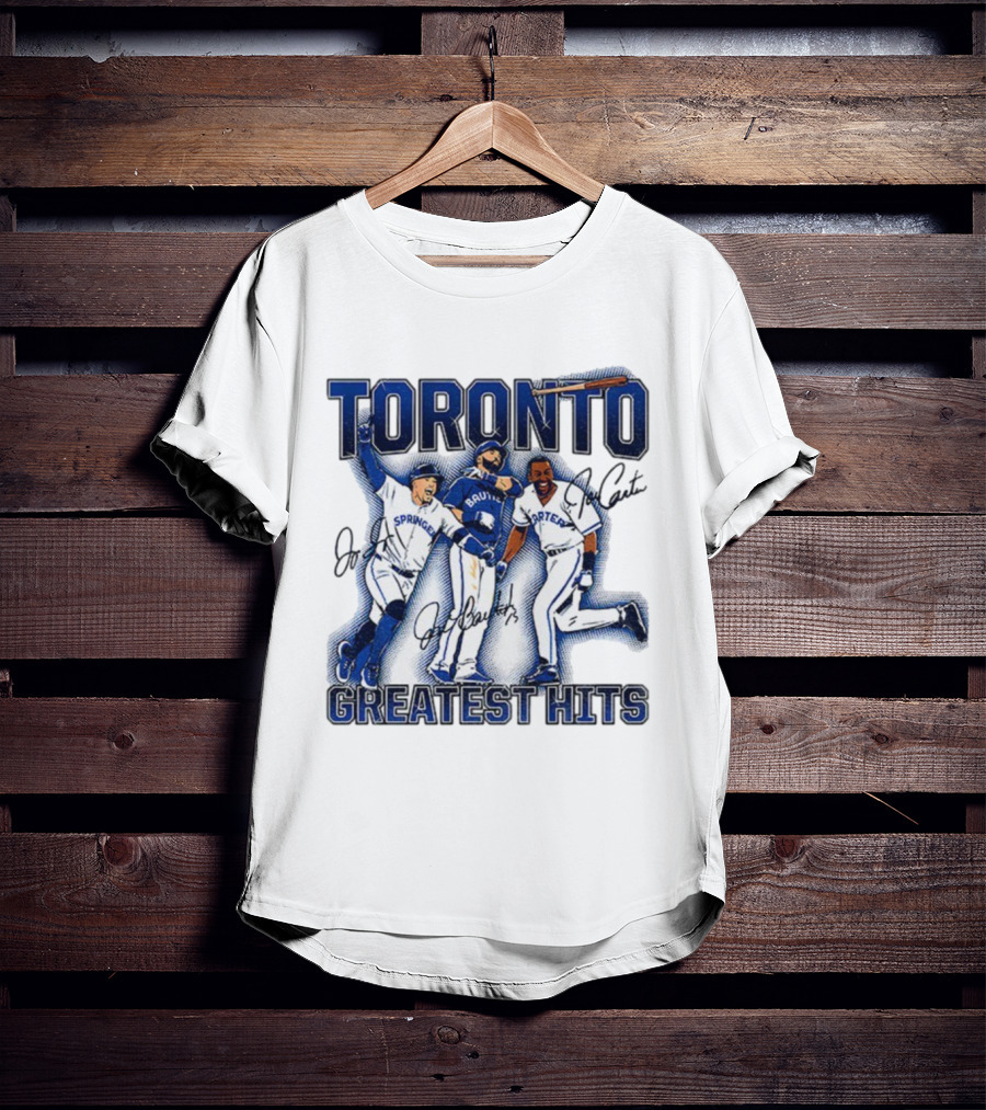 Toronto Blue Jays Joe Carter Jose Bautista George Springer Greatest Hits MLB Signatures T-Shirt