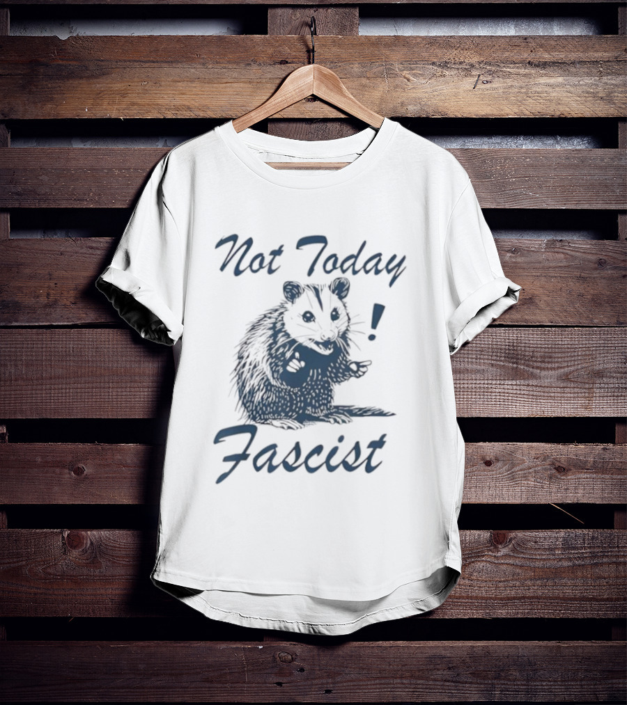 Not Today Fascist Funny Possum Meme Smash Fascism Iconic Humor Popular Political Slogan T-Shirt