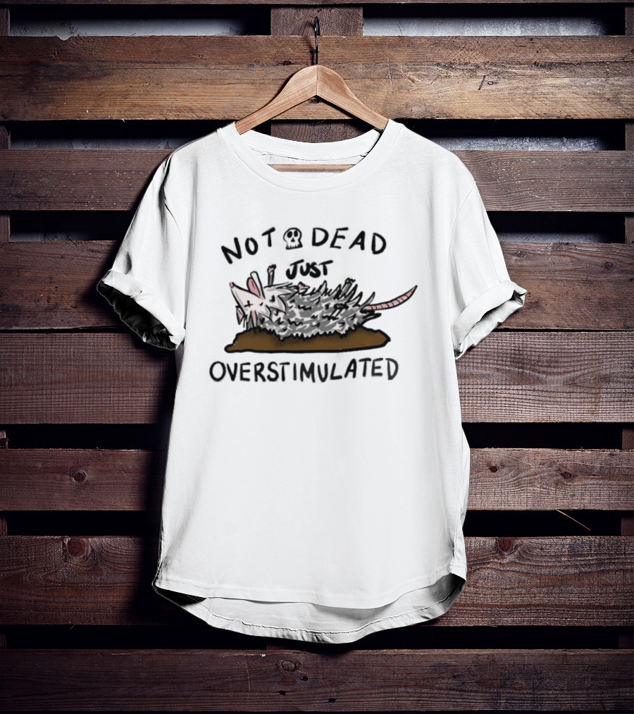 Opossum Not Dead Just Overstimulated Funny Animal Illustration T-Shirt