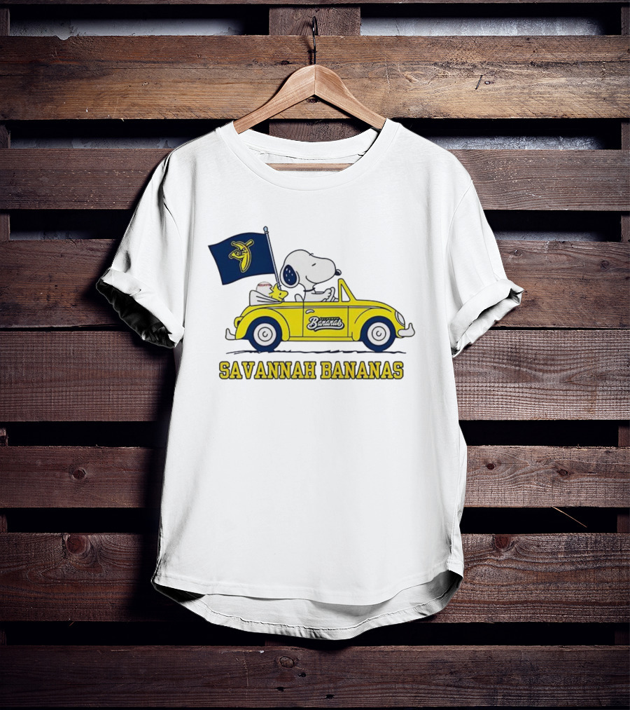 Snoopy Woodstock Driving Savannah Bananas Baseball Car T-Shirt