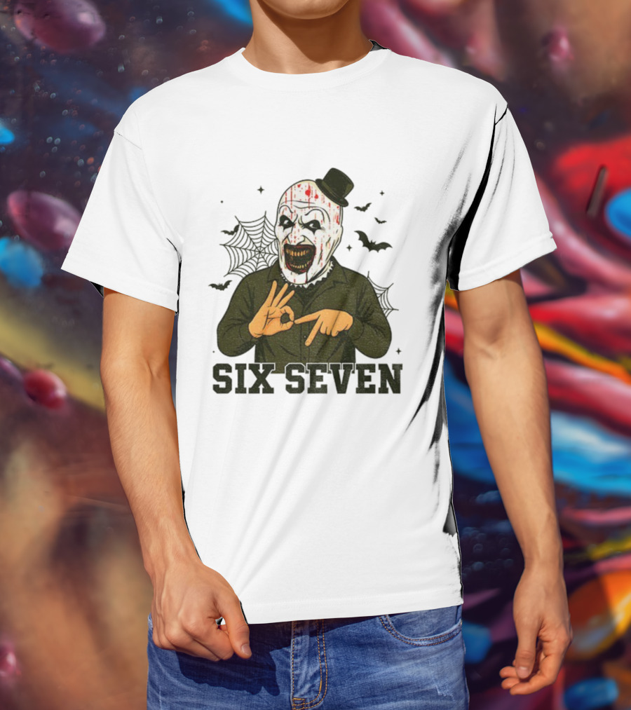 Terrifier Bundle Funny Halloween Six Seven Creepy Clown Costume T-Shirt