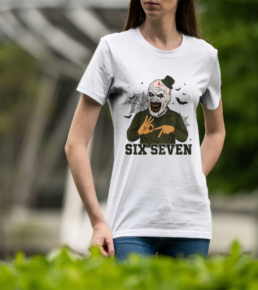 Terrifier Bundle Funny Halloween Six Seven Creepy Clown Costume T-Shirt