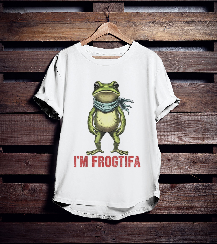 Portland Freedom Frog I’m Frogtifa Anti-ICE Resistance Scarf-Wearing Frog T-Shirt