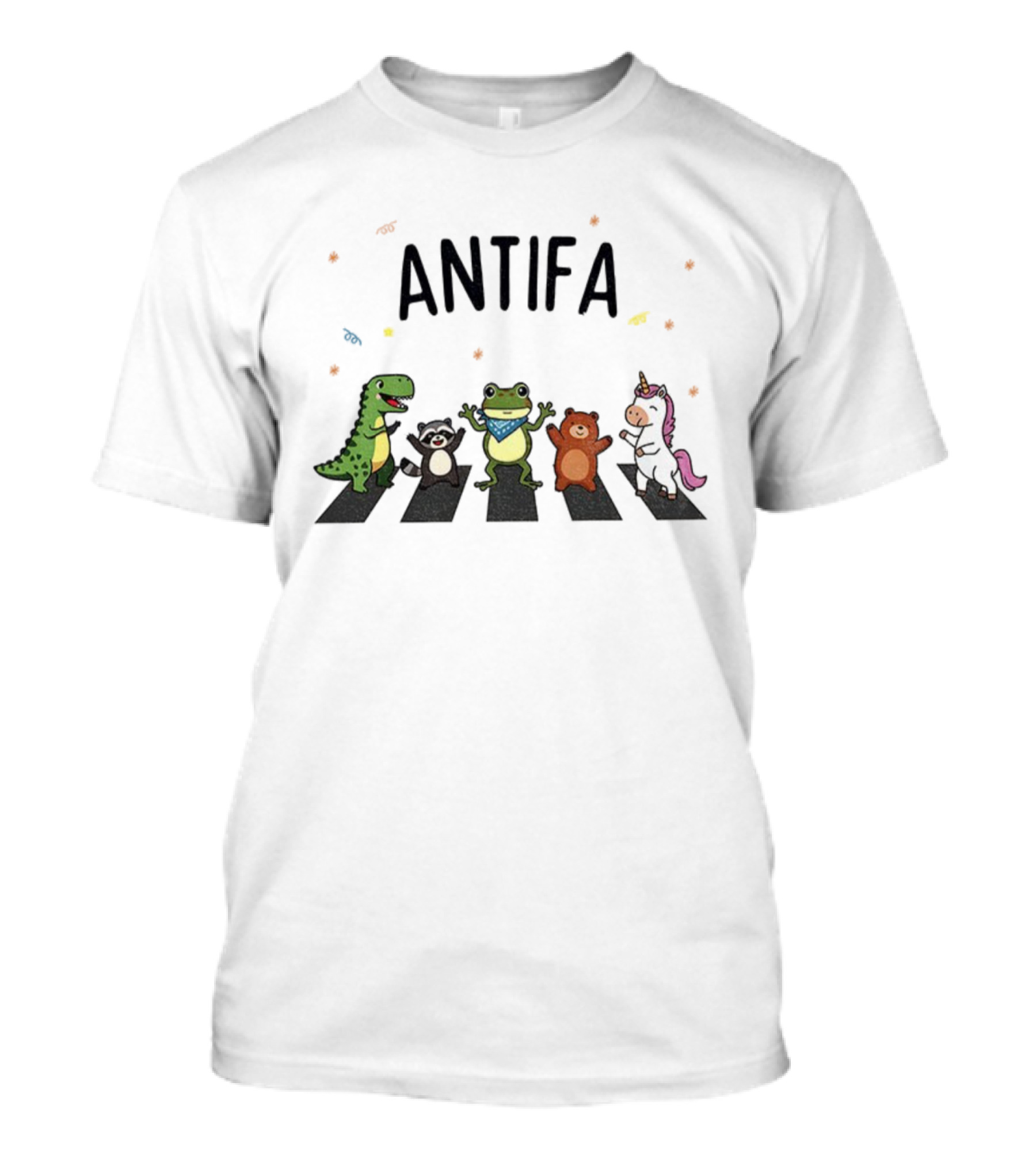 ANTIFA Portland Dancing Frog Dinosaur Raccoon Bear Unicorn T-Shirt