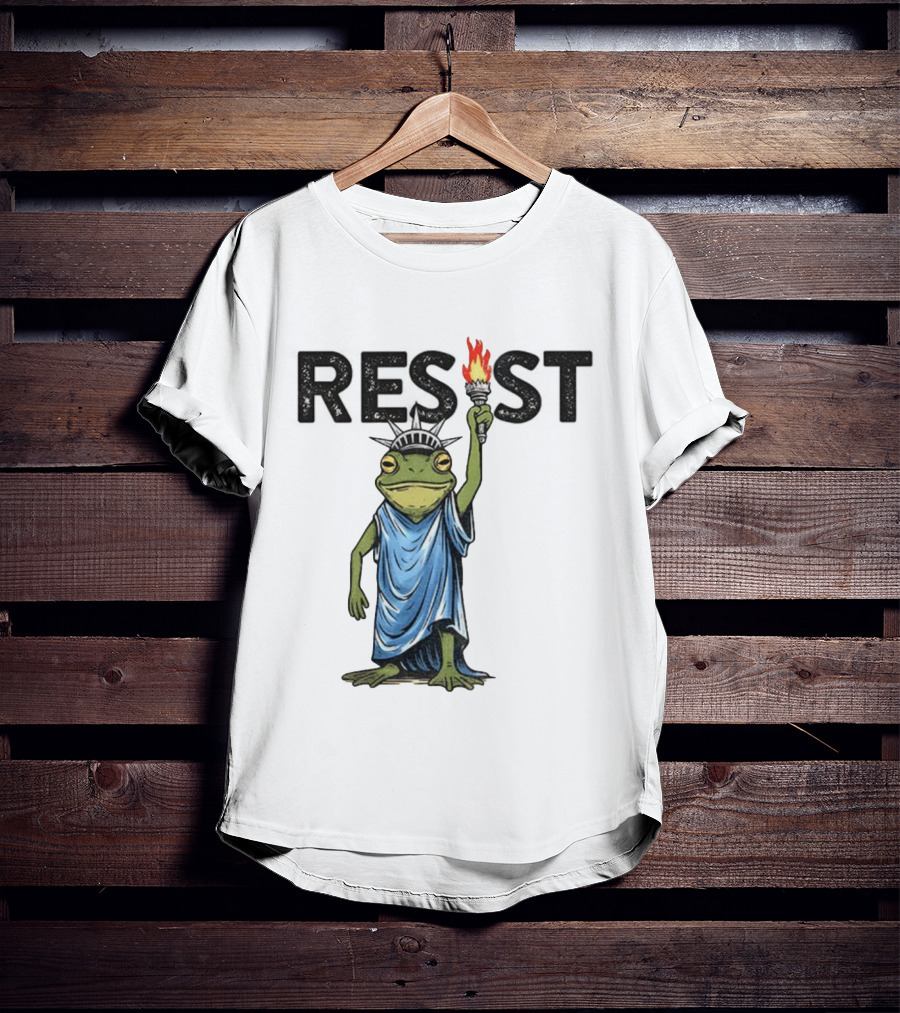 Portland Frog Resist Protest Statue Of Liberty Torch T-Shirt