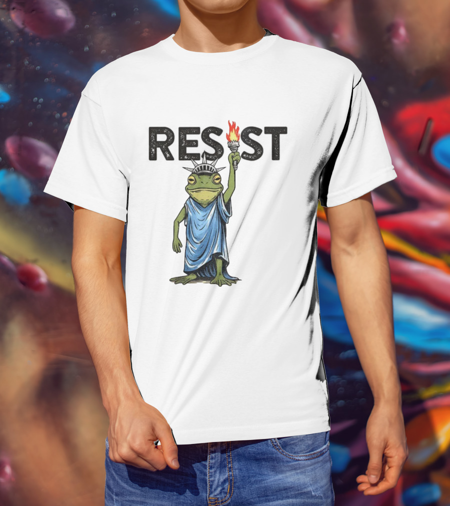 Portland Frog Resist Protest Statue Of Liberty Torch T-Shirt