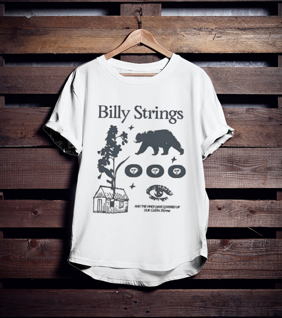 Billy Strings Cabin Bear Tree Rings Eye And Rustic Cabin T-Shirt