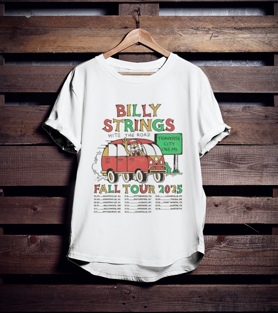 Billy Strings Hits The Road Fall Tour 2025 Traverse City Van 2765 MI T-Shirt