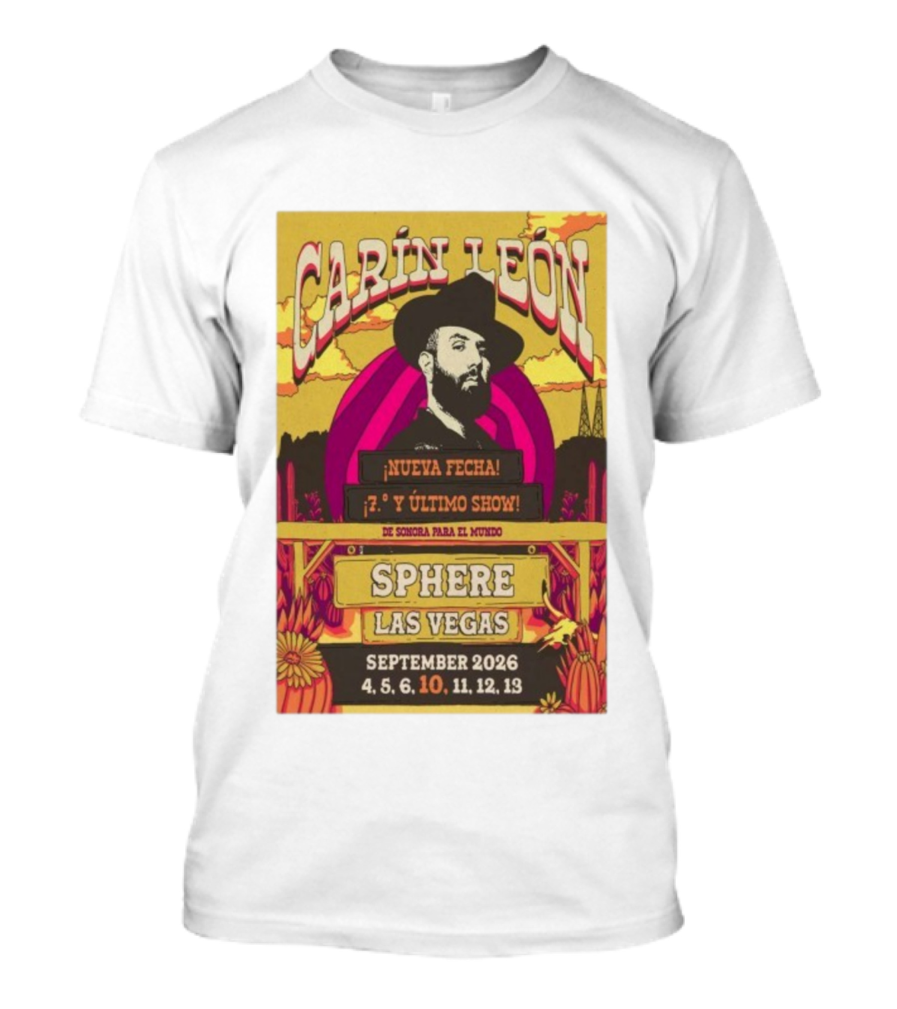 Carin León Nueva Fecha Último Show Sphere Las Vegas September 2026 T-Shirt