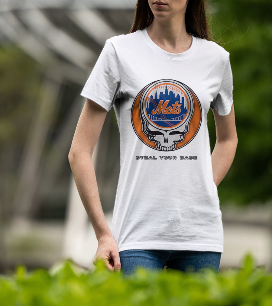 New York Mets Grateful Dead Steal Your Base MLB Skull T-Shirt