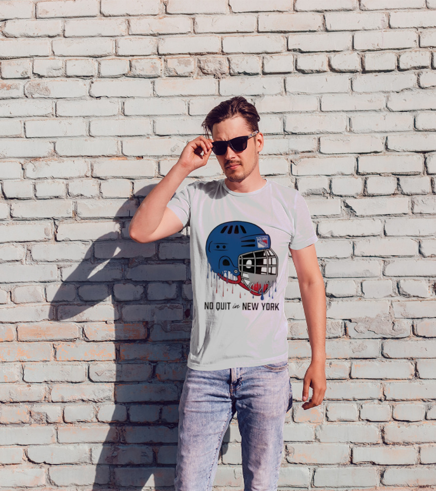 New York Rangers Drippy Helmet No Quit T-Shirt