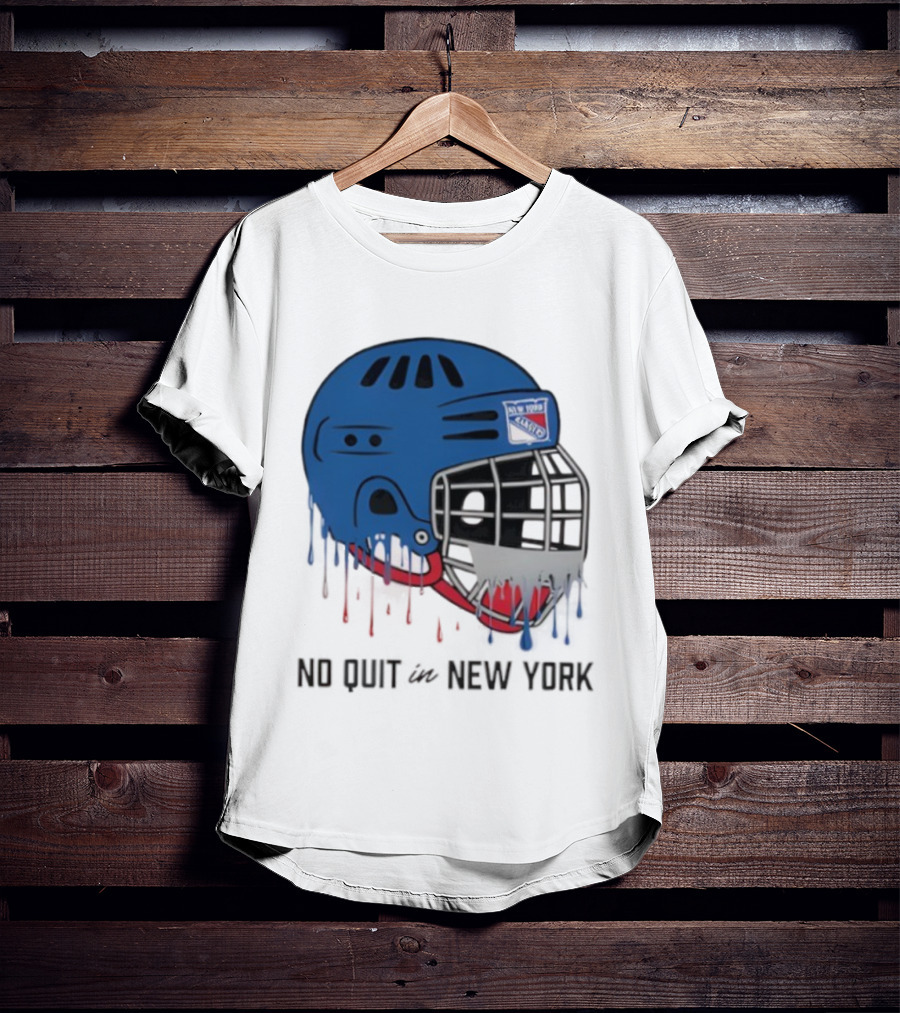 New York Rangers Drippy Helmet No Quit T-Shirt