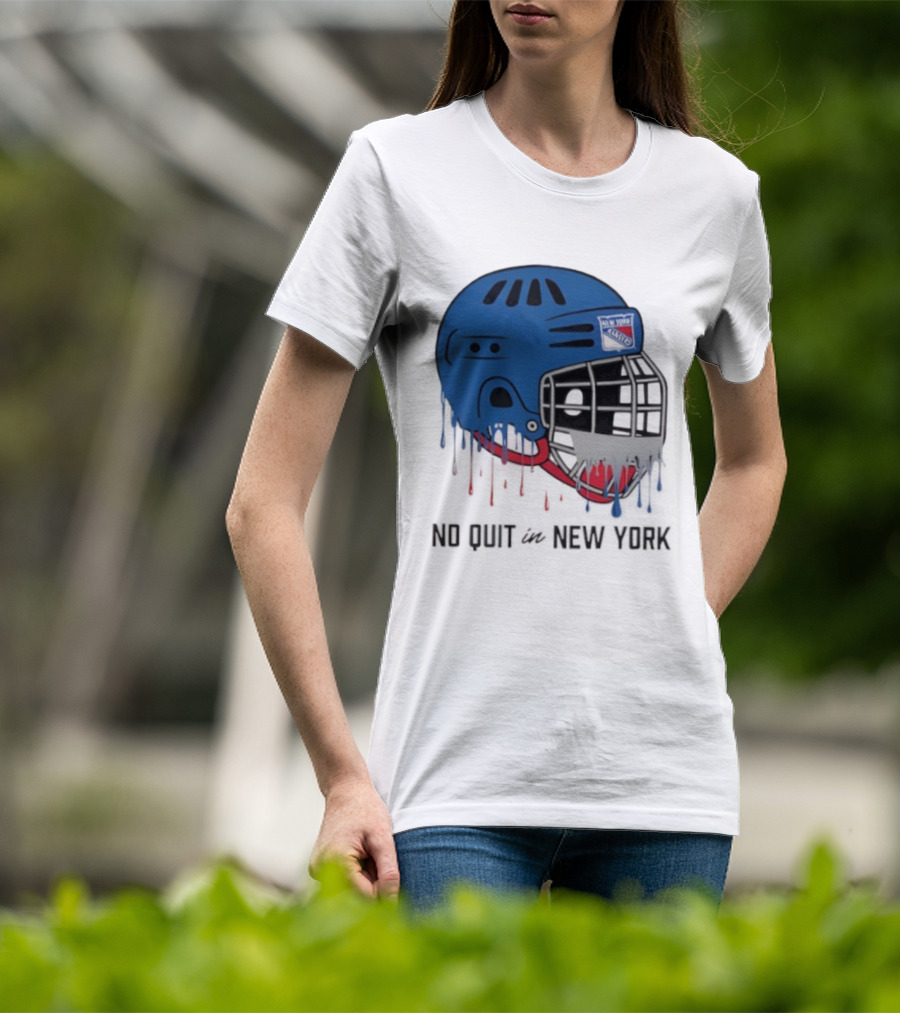 New York Rangers Drippy Helmet No Quit T-Shirt