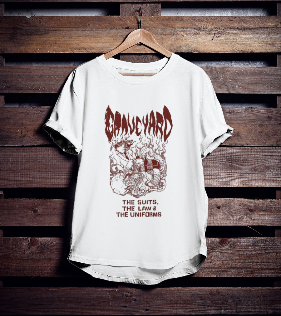 Graveyard The Suits The Law The Uniforms Goliath Skeleton Artwork T-Shirt