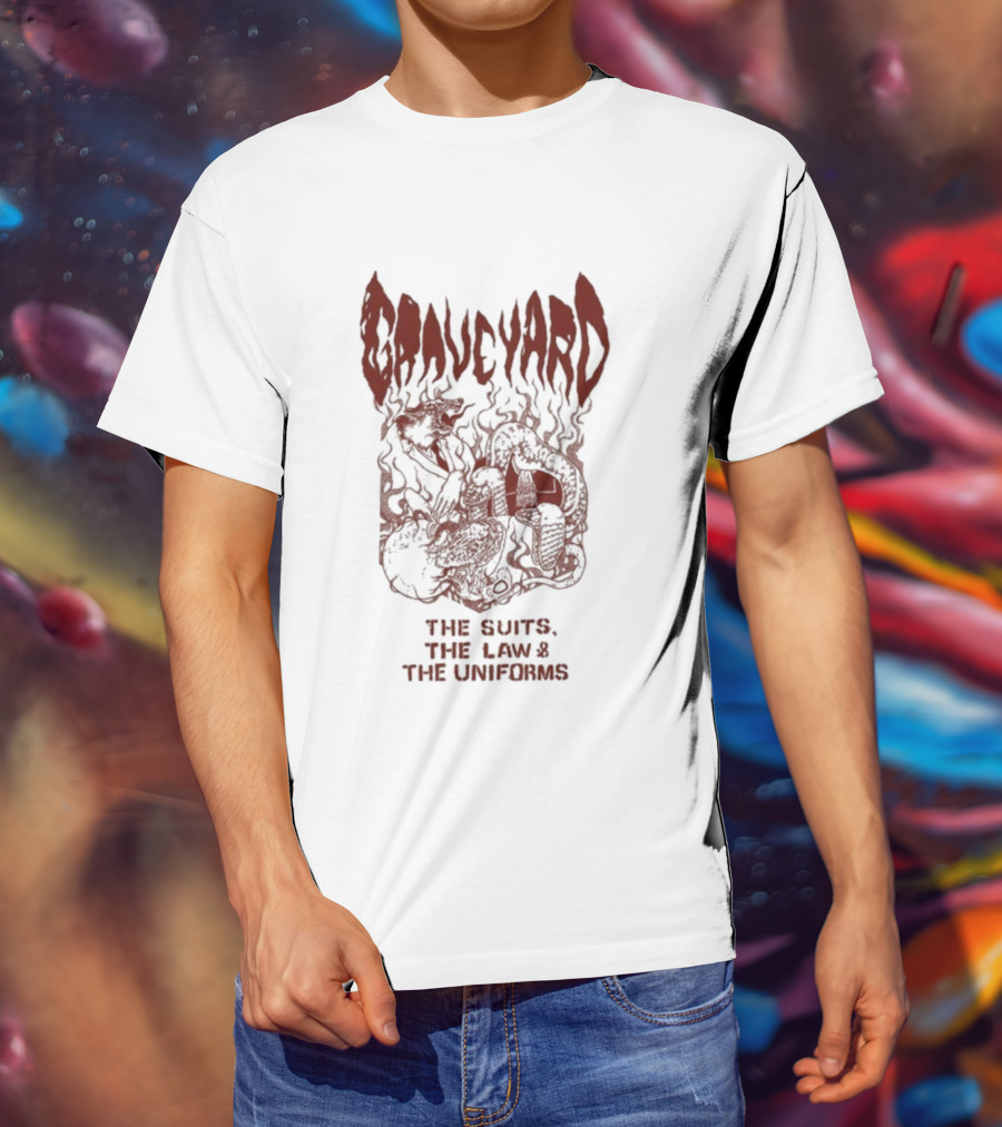 Graveyard The Suits The Law The Uniforms Goliath Skeleton Artwork T-Shirt